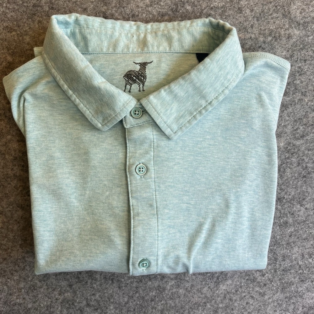 Raffi Shirt Men's XL Cotton Button Up Polo Blue Soft‎ Golf Preppy Casual Beach